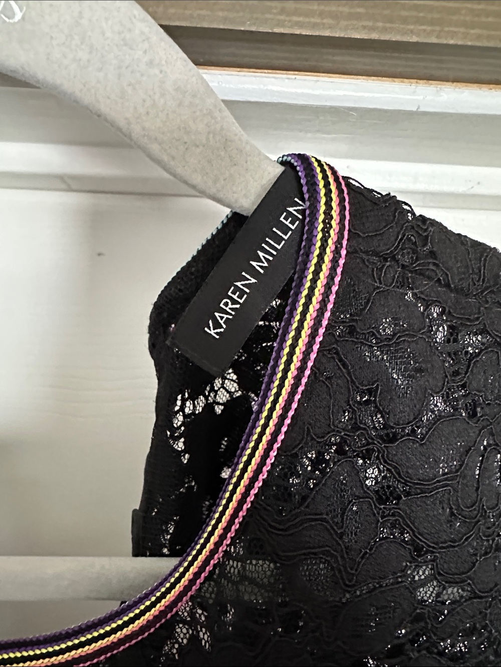 Karen Millen Black Lace Midi Dress with Multicolor Floral Embroidery - Picture 2 of 6
